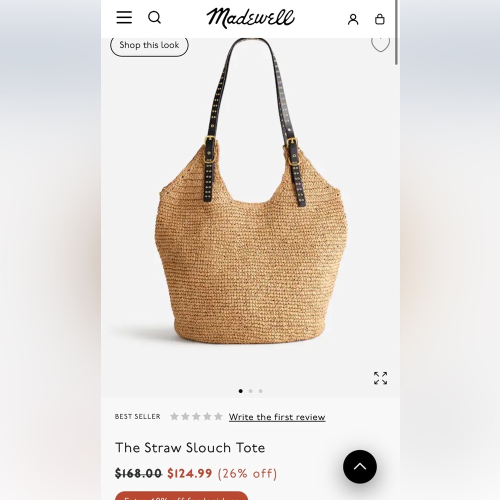 Madewell Tan Straw Slouch Tote